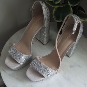 Madden Girl Silver Sparkle Heels